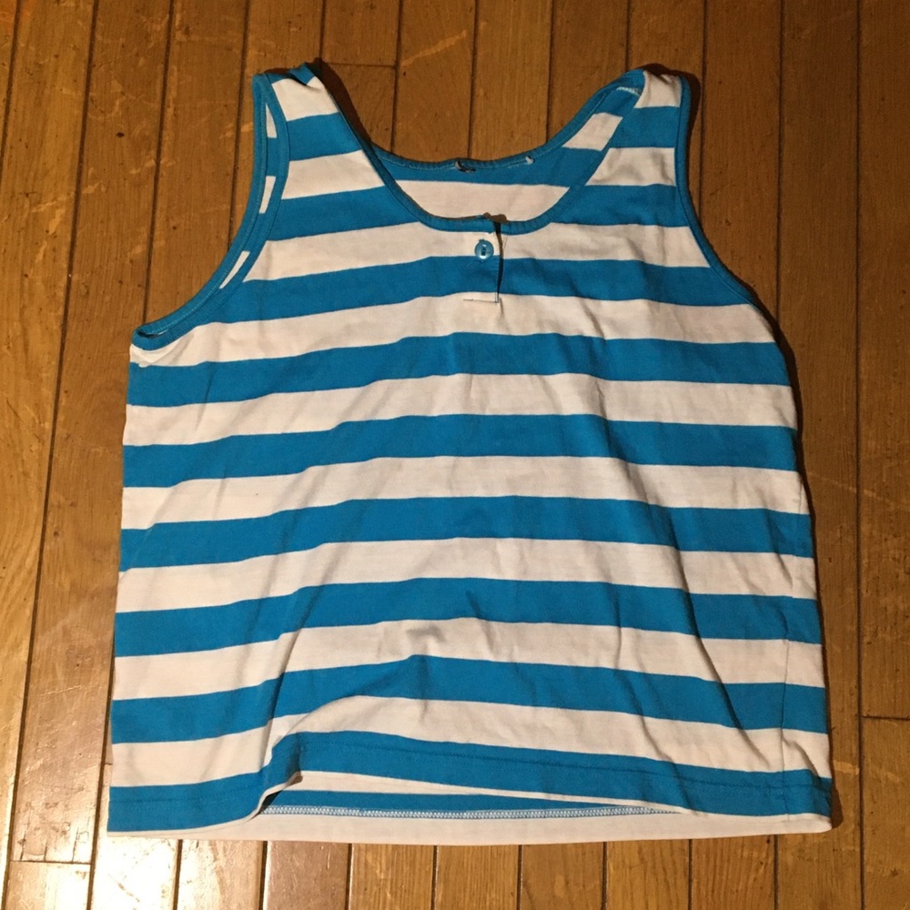 Blue and white striped tank top